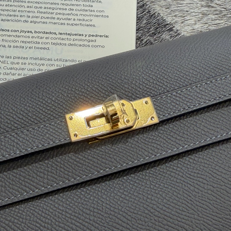 HERMES KELLY TOGO積兩雲灰金扣/W-3