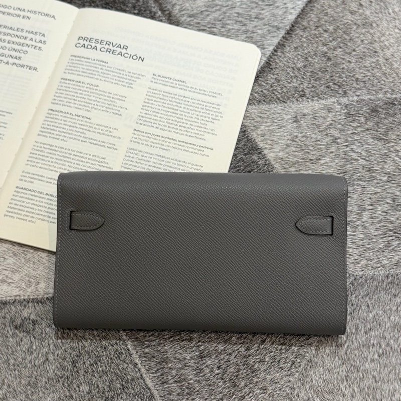 HERMES KELLY TOGO積兩雲灰金扣/W-4
