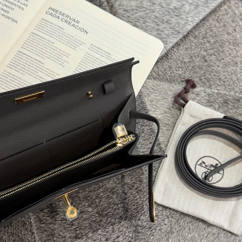 HERMES KELLY TOGO積兩雲灰金扣/W-5