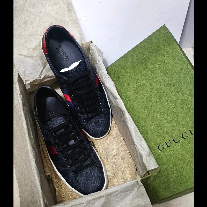 Gucci Ace GG Supreme 男裝帆布休

閒經典gg logo鞋 8碼-0