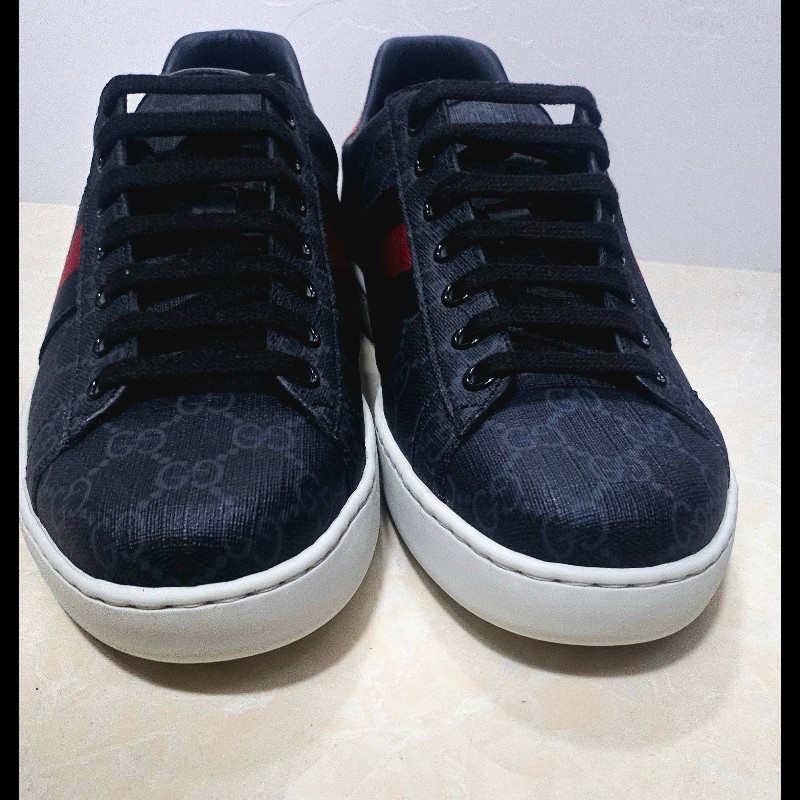 Gucci Ace GG Supreme 男裝帆布休

閒經典gg logo鞋 8碼-2