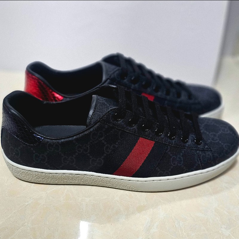 Gucci Ace GG Supreme 男裝帆布休

閒經典gg logo鞋 8碼-4