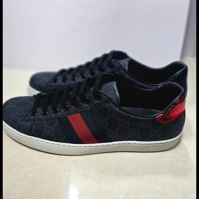 Gucci Ace GG Supreme 男裝帆布休

閒經典gg logo鞋 8碼-8