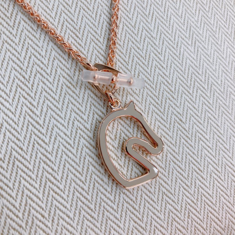 MS0729 Hermes 2026新款 馬頭 邊框 可調節 長短 項鍊 奶茶灰 玫瑰金色 Tonnerre Necklace Marron Glace x RGHW-3