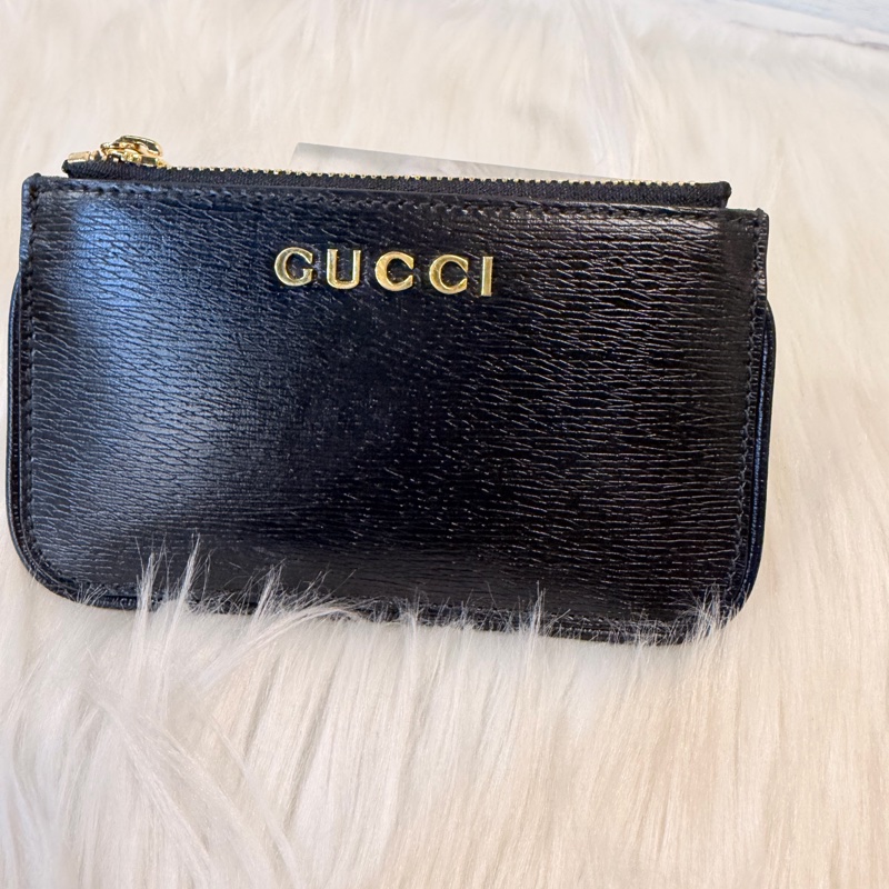 Gucci 黑色牛皮拉鏈零錢包-2
