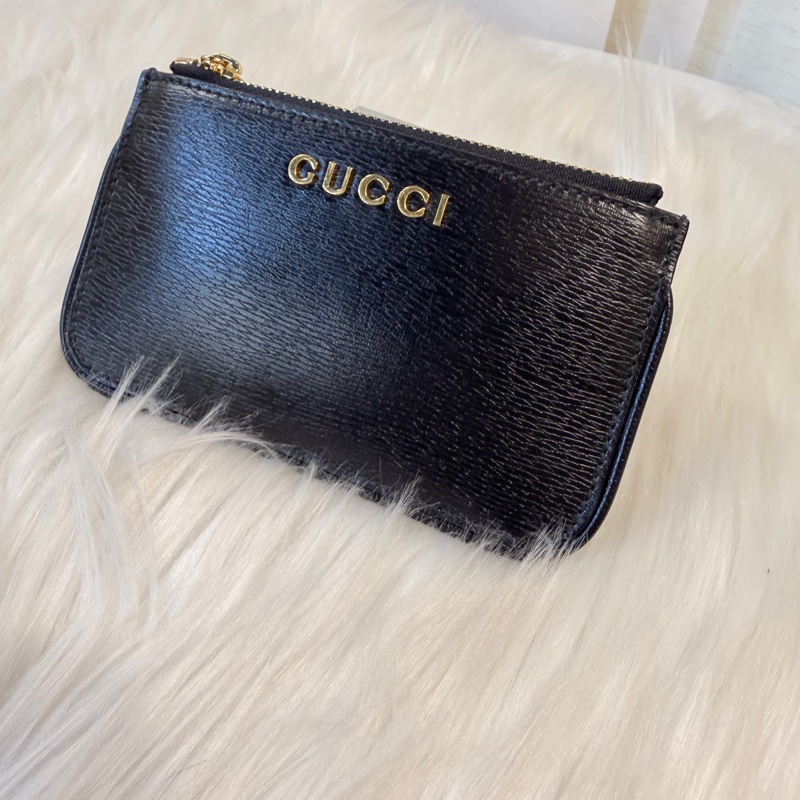 Gucci 黑色牛皮拉鏈零錢包-3