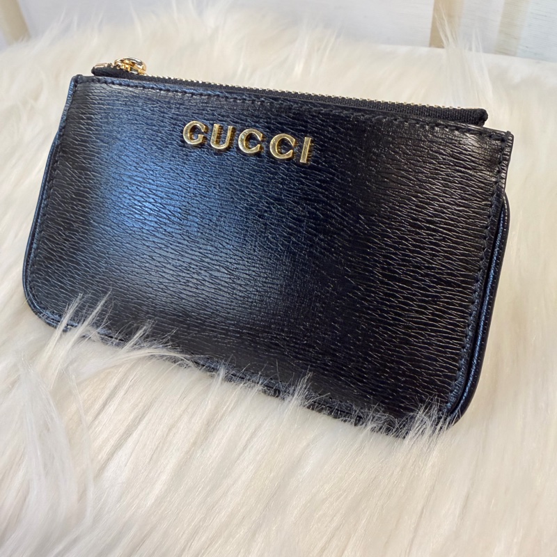 Gucci 黑色牛皮拉鏈零錢包-4