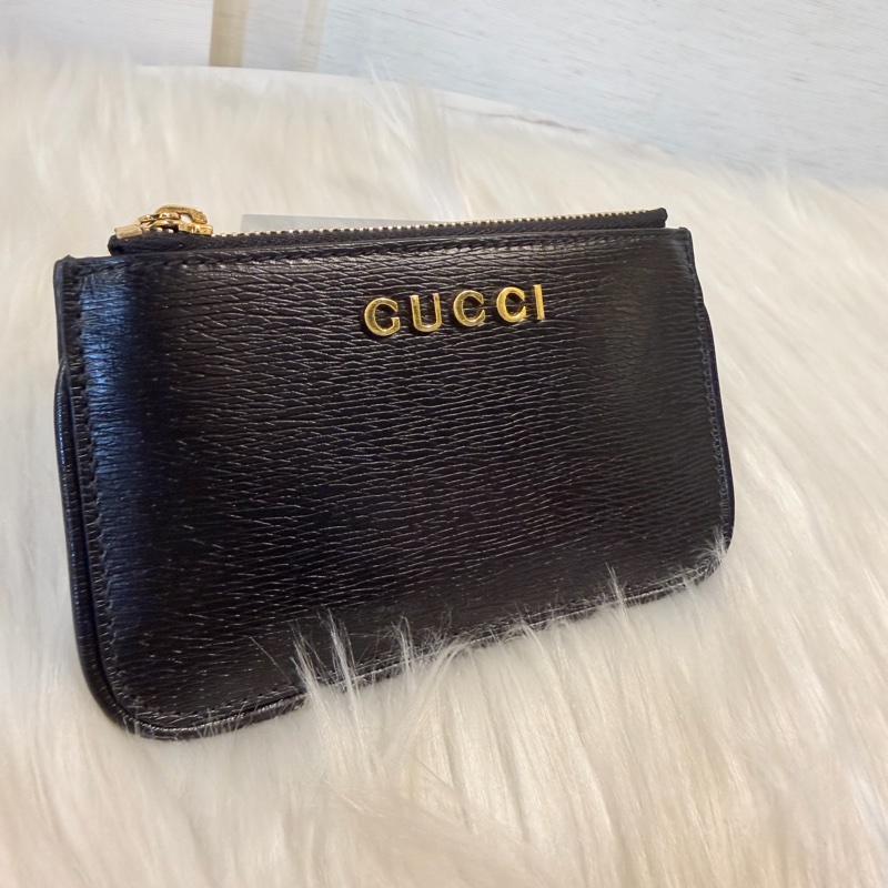 Gucci 黑色牛皮拉鏈零錢包-5