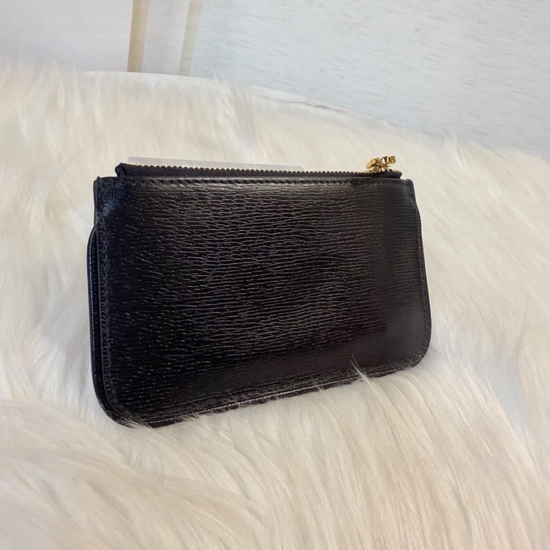 Gucci 黑色牛皮拉鏈零錢包-10