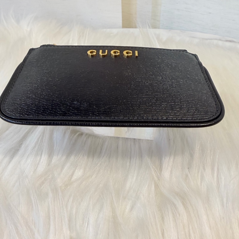 Gucci 黑色牛皮拉鏈零錢包-12