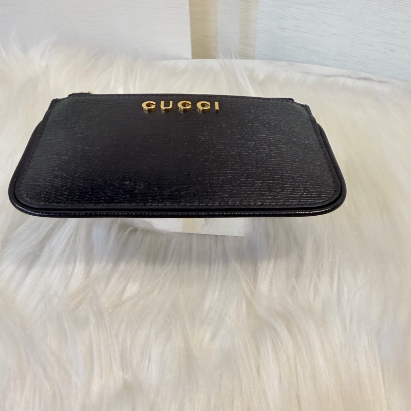 Gucci 黑色牛皮拉鏈零錢包-13