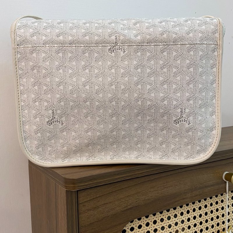 Goyard正品 奶白銀扣Belvedere郵差包 中號MM-3