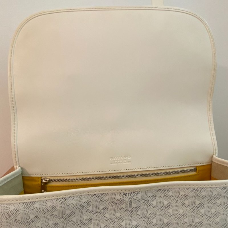 Goyard正品 奶白銀扣Belvedere郵差包 中號MM-8