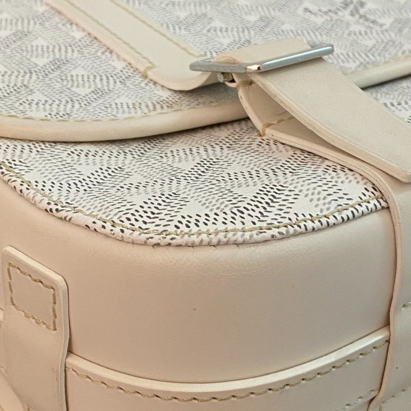 Goyard正品 奶白銀扣Belvedere郵差包 中號MM-12