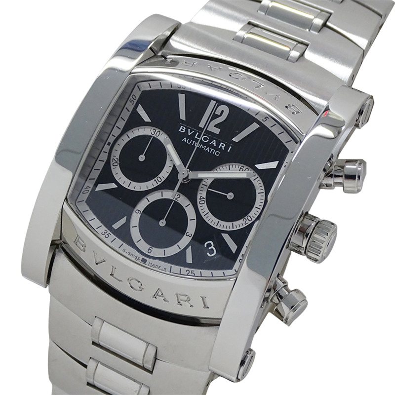 寶格麗 (Bulgari) 男士腕錶，品牌：Assioma 計時自動腕錶，不銹鋼 SS AA48SCH，銀色/黑色-0
