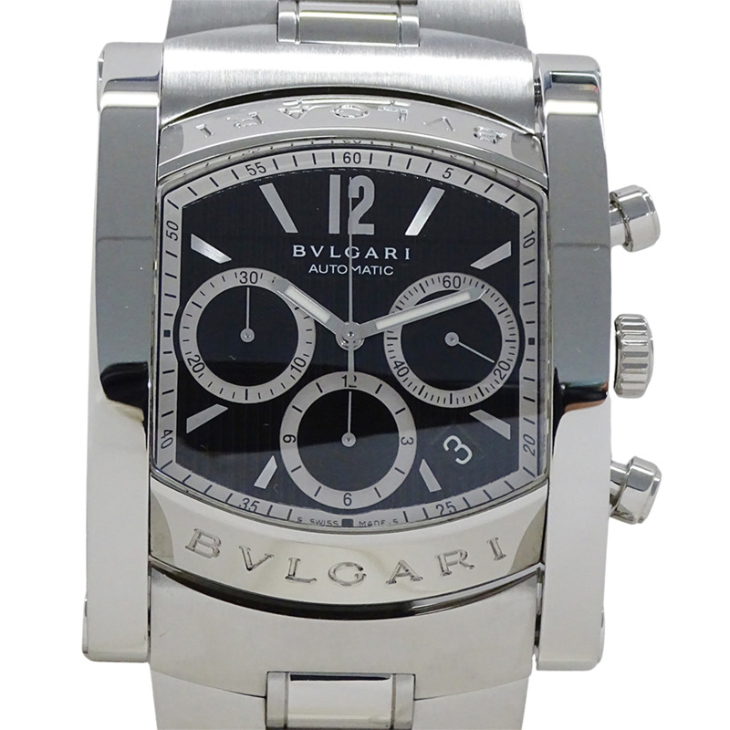寶格麗 (Bulgari) 男士腕錶，品牌：Assioma 計時自動腕錶，不銹鋼 SS AA48SCH，銀色/黑色-1