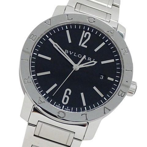 寶格麗 (Bulgari) 男士腕錶，品牌：日期自動上鍊 AT 不鏽鋼 SS BB41S 銀色黑色開背錶殼