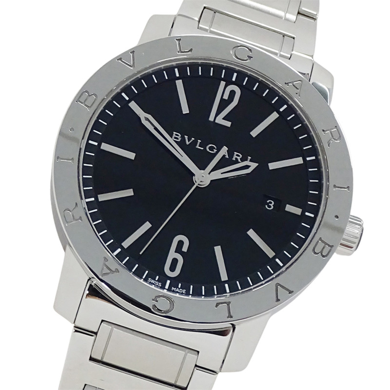 寶格麗 (Bulgari) 男士腕錶，品牌：日期自動上鍊 AT 不鏽鋼 SS BB41S 銀色黑色開背錶殼-0