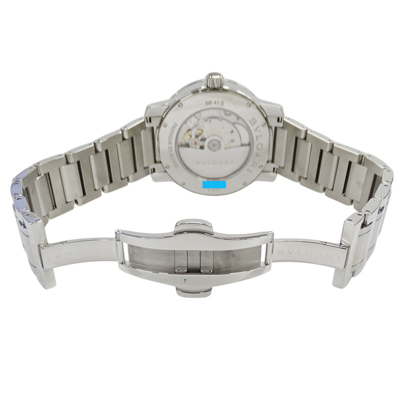 寶格麗 (Bulgari) 男士腕錶，品牌：日期自動上鍊 AT 不鏽鋼 SS BB41S 銀色黑色開背錶殼-3