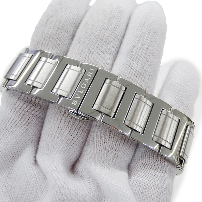 寶格麗 (Bulgari) 男士腕錶，品牌：日期自動上鍊 AT 不鏽鋼 SS BB41S 銀色黑色開背錶殼-4