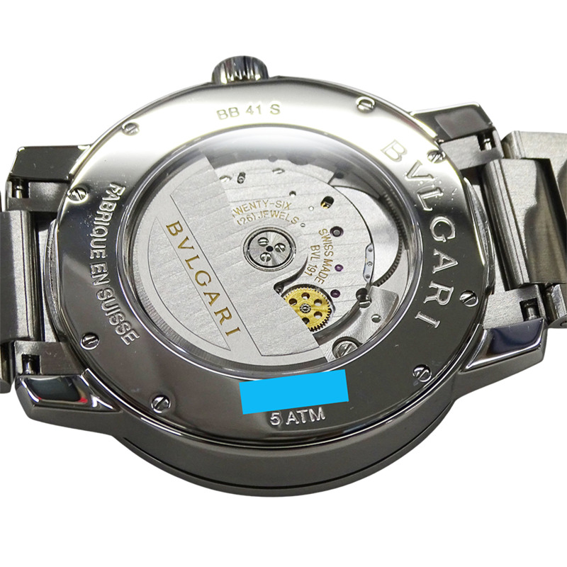 寶格麗 (Bulgari) 男士腕錶，品牌：日期自動上鍊 AT 不鏽鋼 SS BB41S 銀色黑色開背錶殼-6