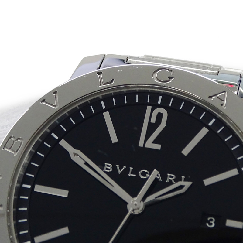 寶格麗 (Bulgari) 男士腕錶，品牌：日期自動上鍊 AT 不鏽鋼 SS BB41S 銀色黑色開背錶殼-13