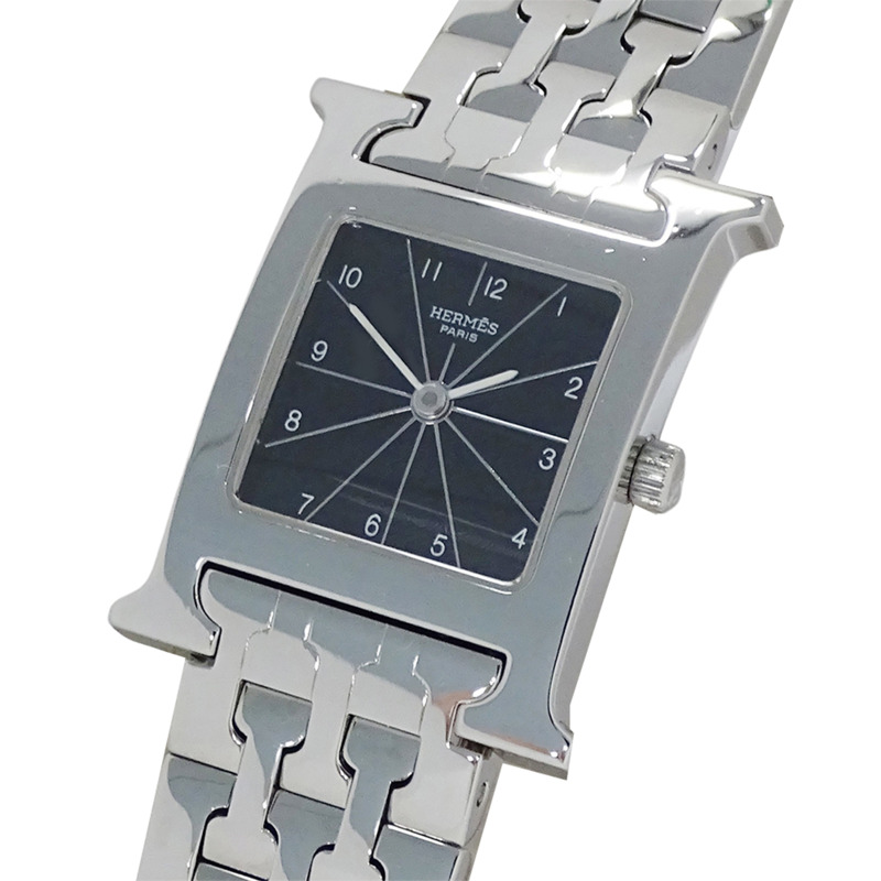 愛馬仕 (Hermes) 女士腕錶品牌 H-Watch 石英 QZ 不鏽鋼 SS HH1.210 銀色黑色-0