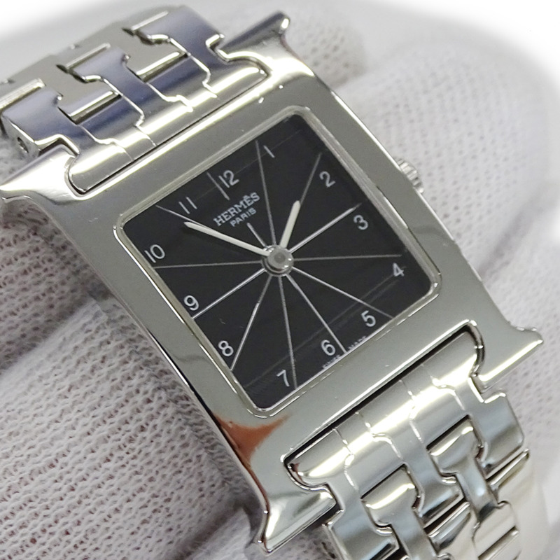 愛馬仕 (Hermes) 女士腕錶品牌 H-Watch 石英 QZ 不鏽鋼 SS HH1.210 銀色黑色-14