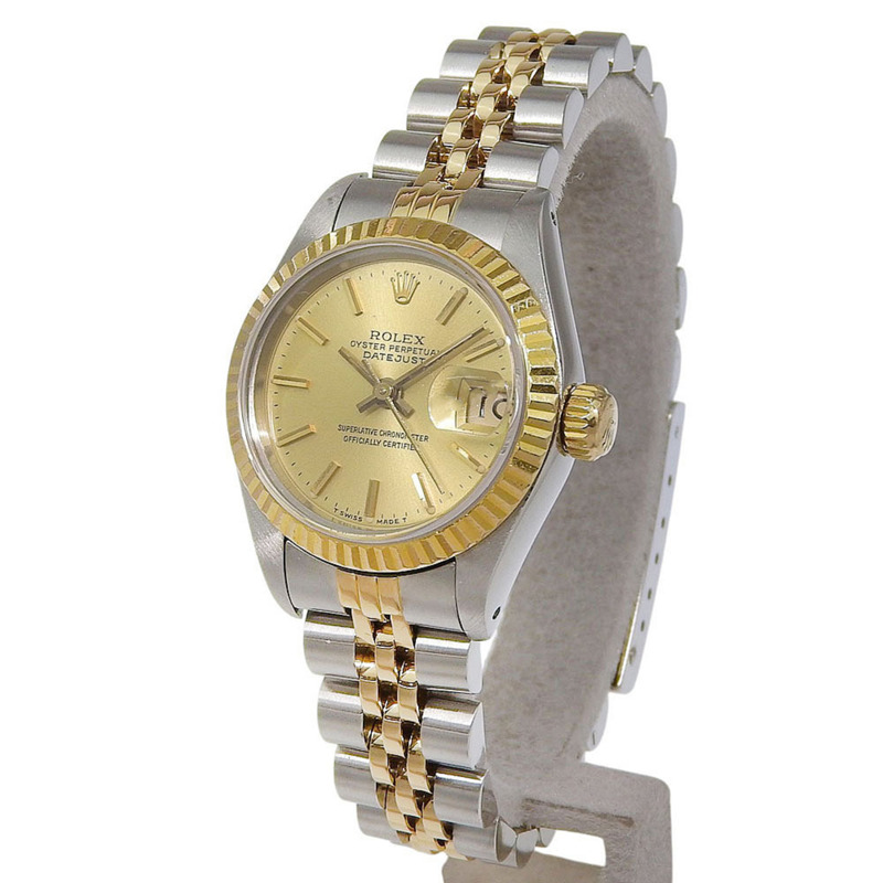 勞力士 Datejust 雙色腕錶 69173,序號在 96s 範圍內,香檳金錶盤,不鏽鋼,18K 黃金,2025 年 12 月大修,自動上鍊。-1