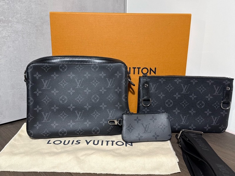 Louis Vuitton trio 三合一斜背包 (黑灰)-3
