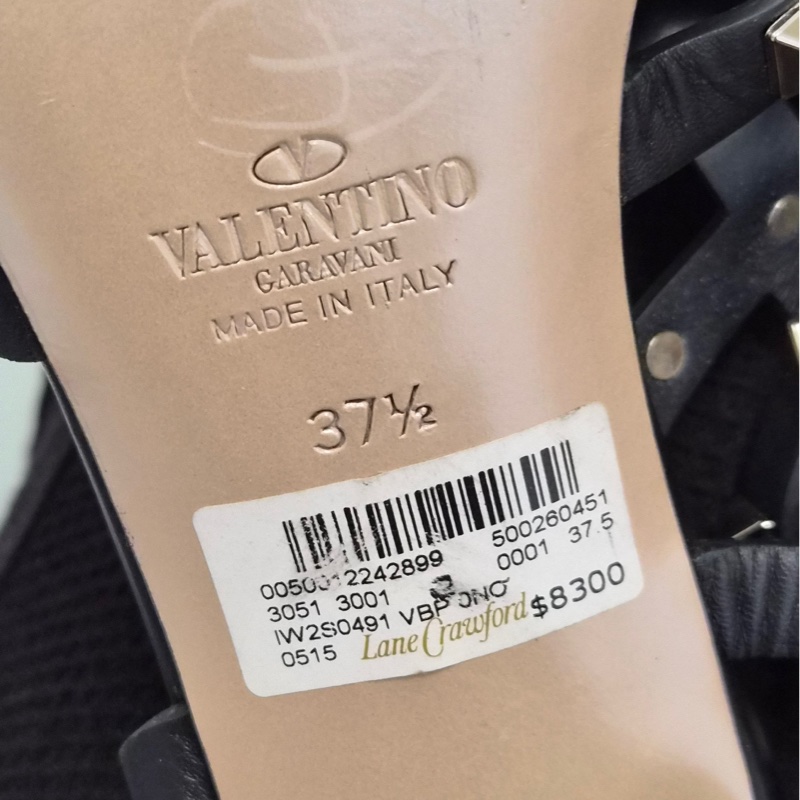 個人閒置 Valentino 華倫天奴黑色鉚釘涼鞋 37.5碼 正品保證，支持驗貨寶-5
