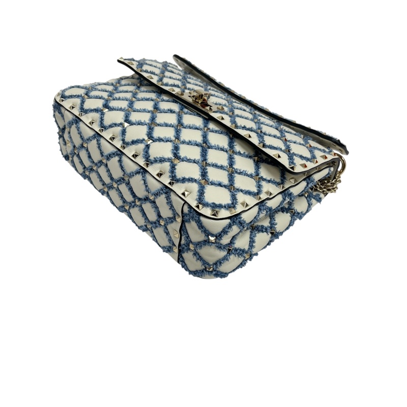 VALENTINO Lambskin Rockstud Spike 白色金扣窩釘斜跨包-5