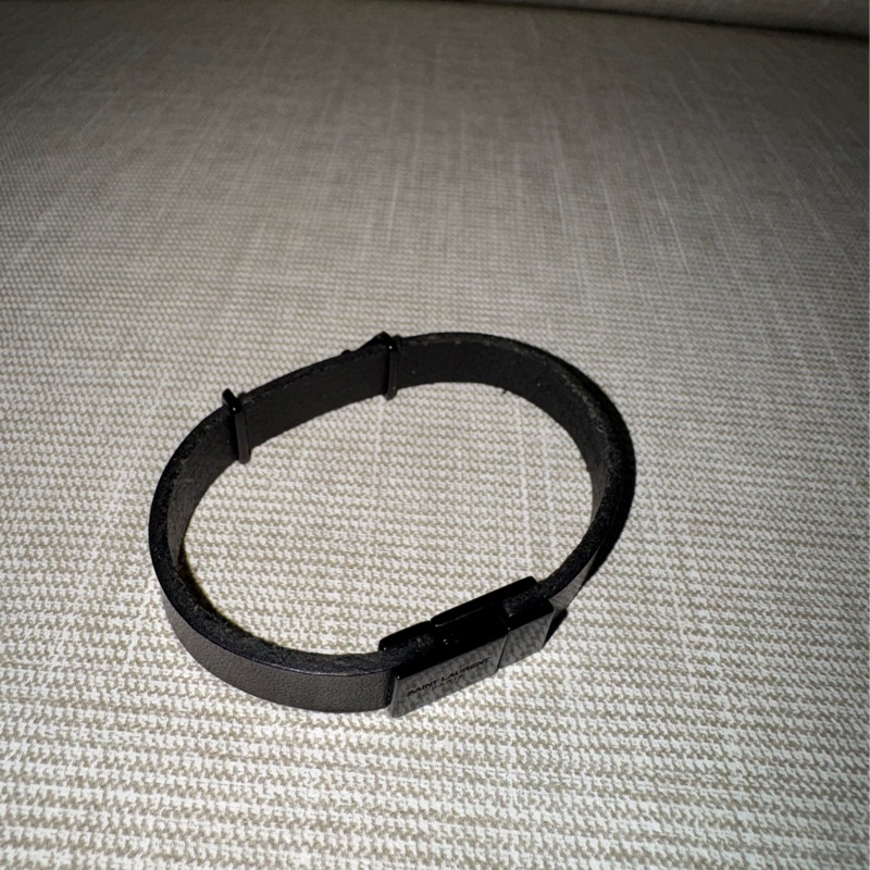 YSL 黑色皮質手環 18公分-4