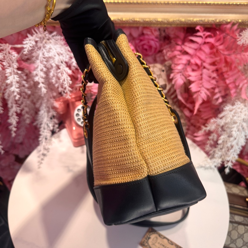 Chanel 竹編金球包/拉菲草/斜背包/王吉娜古董精品-5
