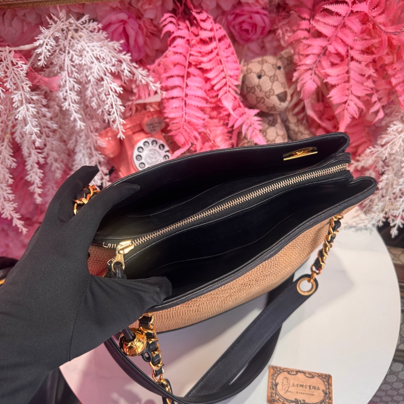Chanel 竹編金球包/拉菲草/斜背包/王吉娜古董精品-7