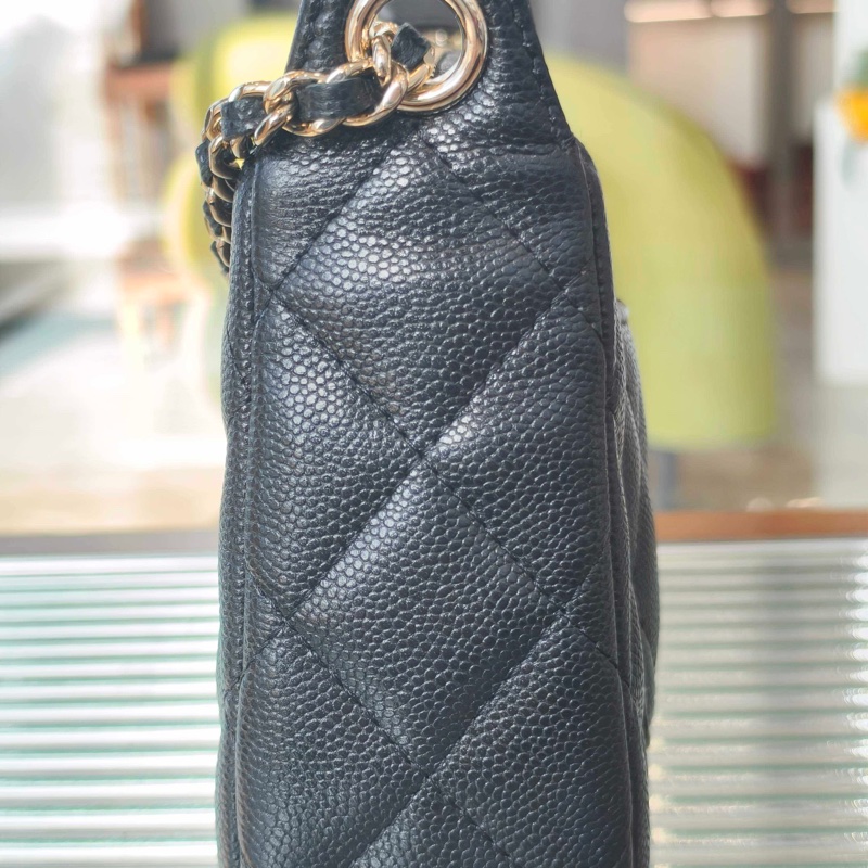 Chanel 香奈兒 黑金荔枝紋牛皮麻將包-3