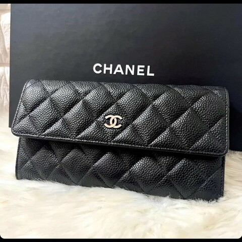 【極美品】CHANEL CF Matelassé 魚子醬牛皮 黑色 長夾｜使用次數極少