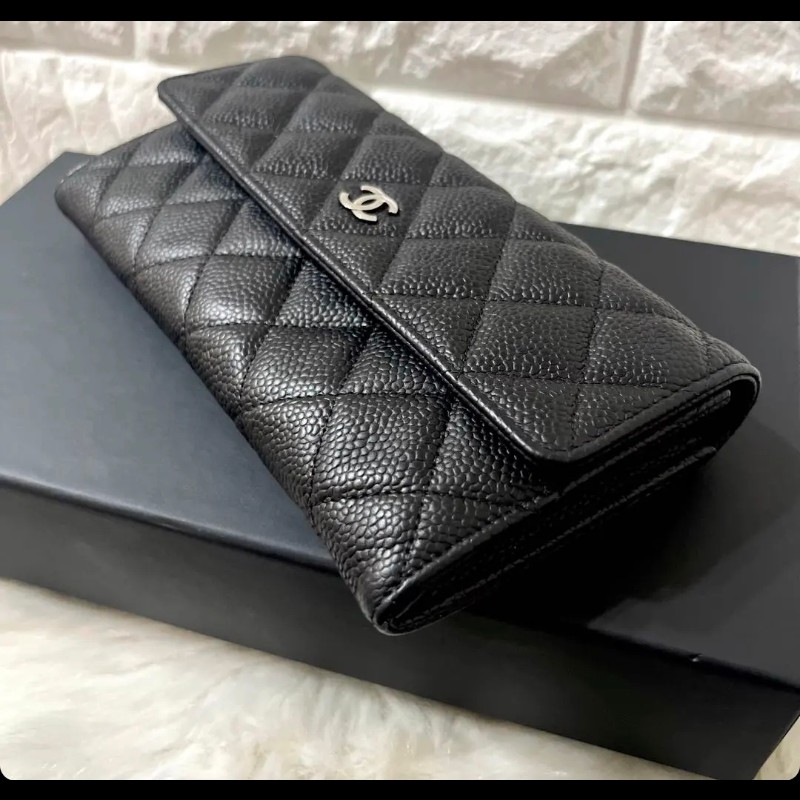 【極美品】CHANEL CF Matelassé 魚子醬牛皮 黑色 長夾|使用次數極少-1