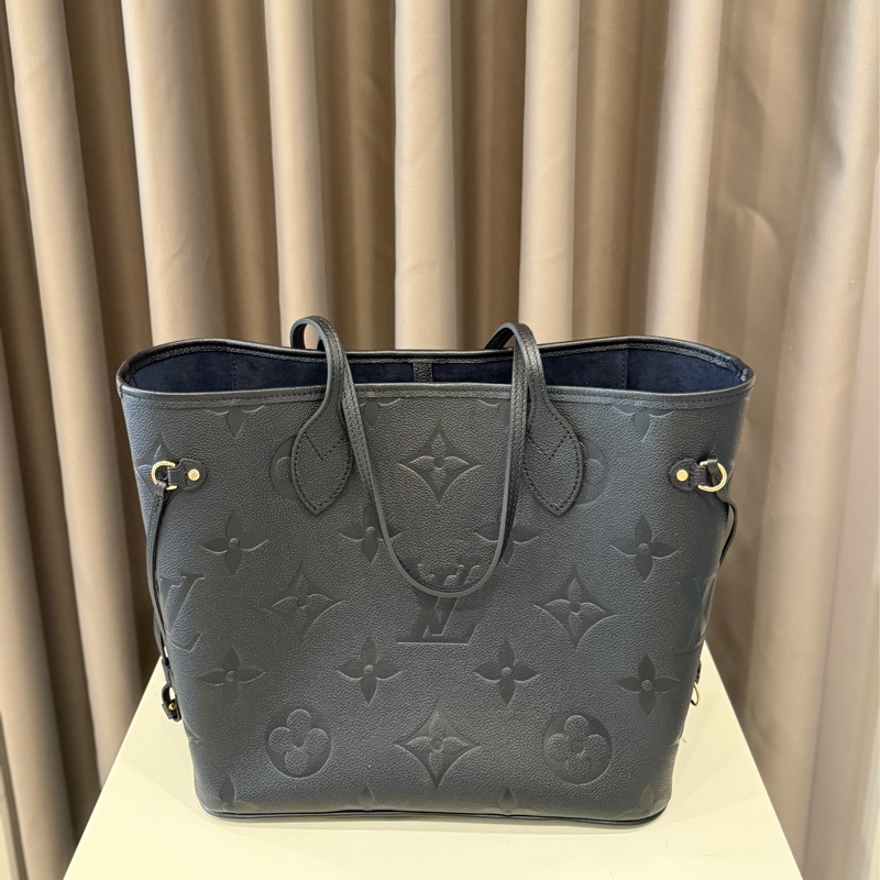 (全新閒置未用)Louis vuitton路易威登Lv neverfull MM經典黑壓紋托特包-0