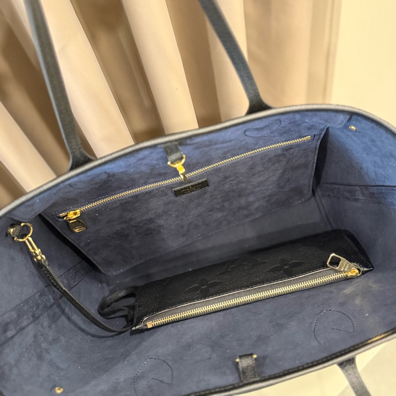 (全新閒置未用)Louis vuitton路易威登Lv neverfull MM經典黑壓紋托特包-1