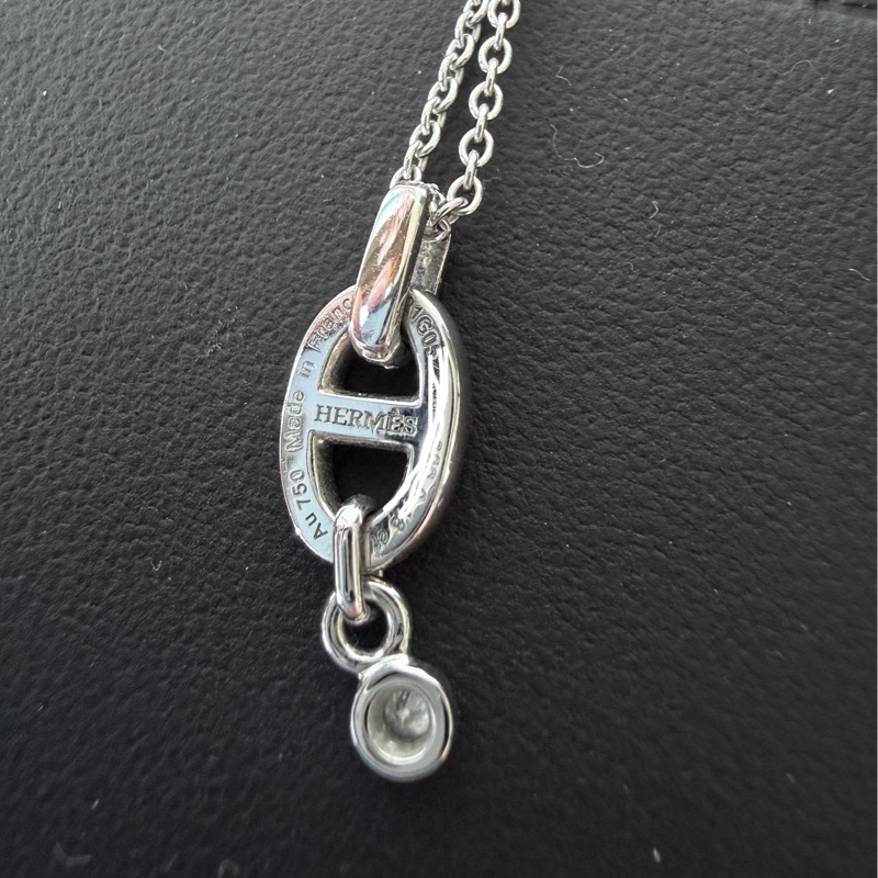 Hermes✨Diamond Chaine d'ancre Enchainee Pendant 滿鑽白金項鍊-8