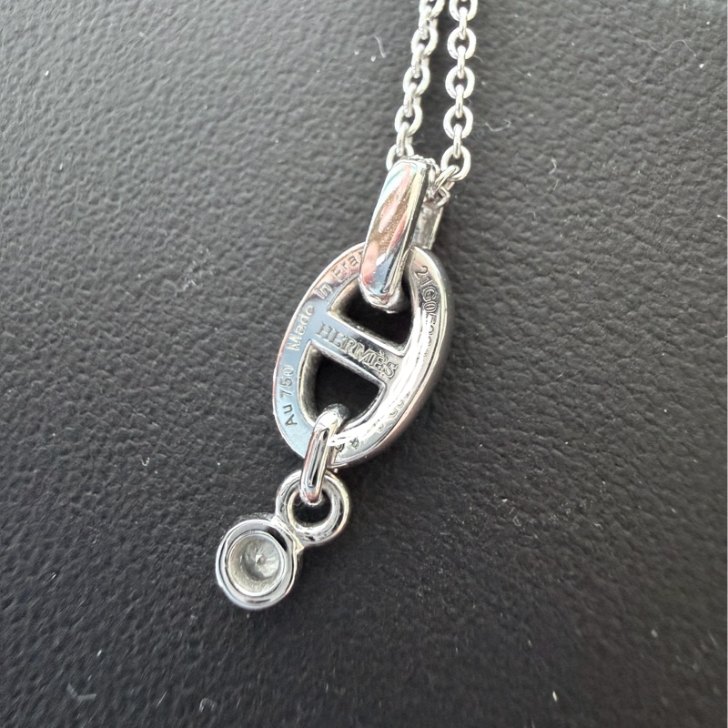 Hermes✨Diamond Chaine d'ancre Enchainee Pendant 滿鑽白金項鍊-9