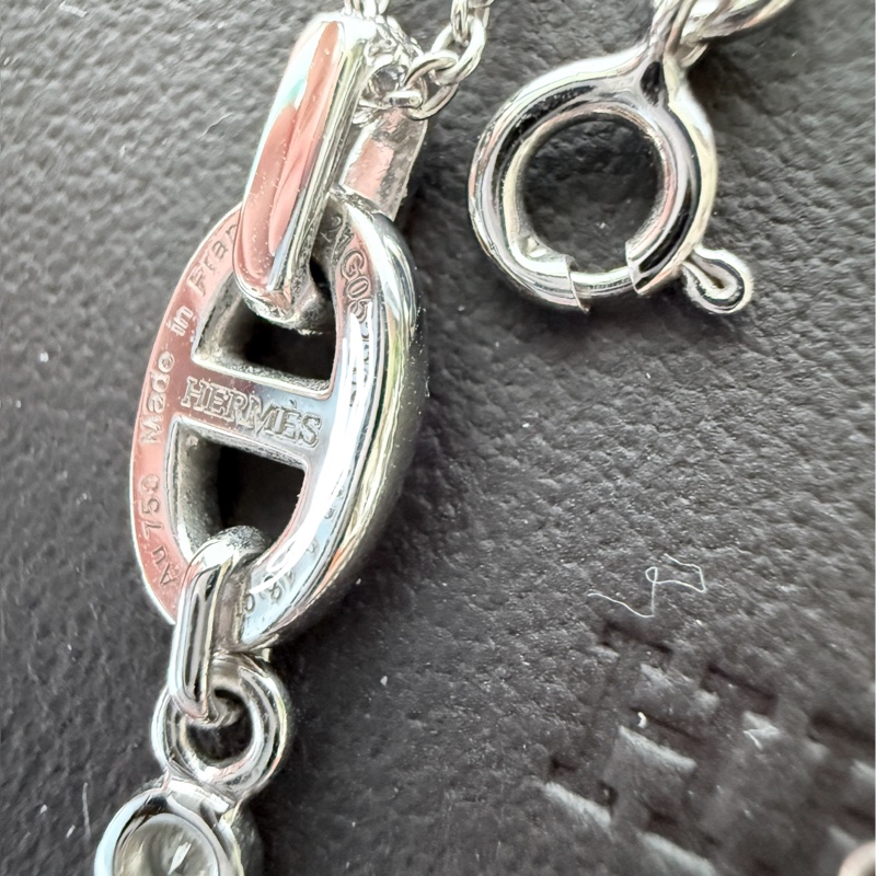 Hermes✨Diamond Chaine d'ancre Enchainee Pendant 滿鑽白金項鍊-11