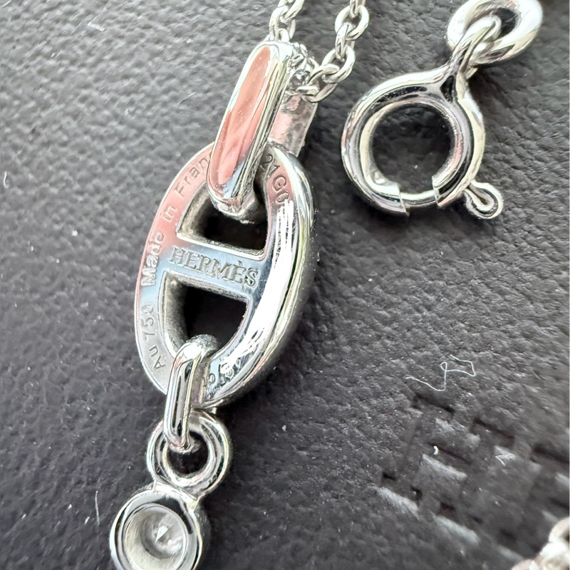 Hermes✨Diamond Chaine d'ancre Enchainee Pendant 滿鑽白金項鍊-12