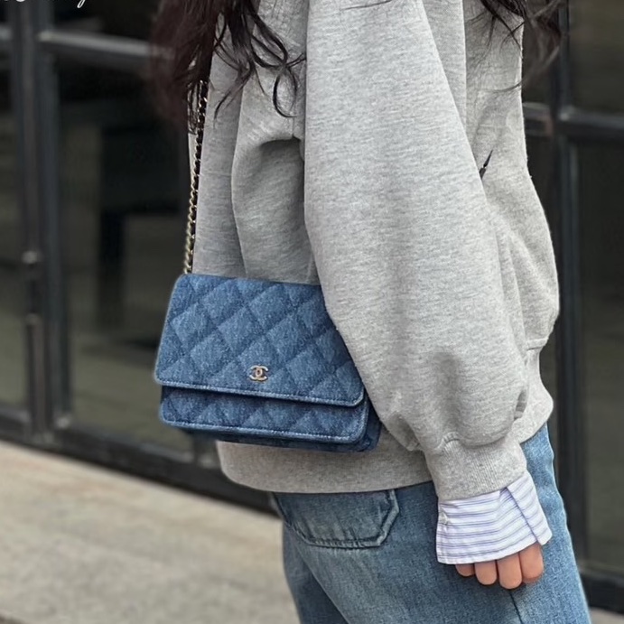 全新全配 晶片款❤️ 香奈兒 #牛仔 #金扣 #丹寧 #woc-1