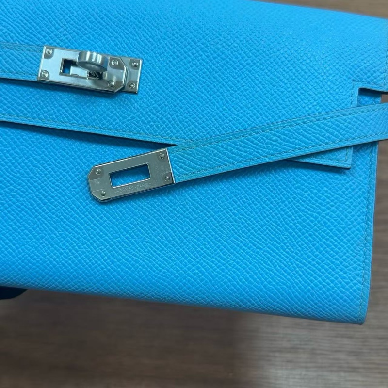 🌈Hermes🩵Kelly Wallet 糖果藍銀扣🩵99新閑置🌈Epsom皮🌟kellywallet🌟kelly🌟愛馬仕🌟-4