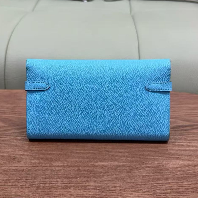 🌈Hermes🩵Kelly Wallet 糖果藍銀扣🩵99新閑置🌈Epsom皮🌟kellywallet🌟kelly🌟愛馬仕🌟-9
