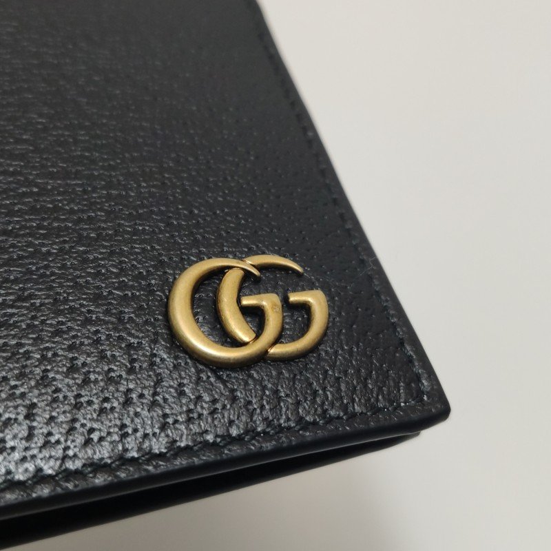 Gucci GG Marmont牛皮純色雙G標誌皮夾-8