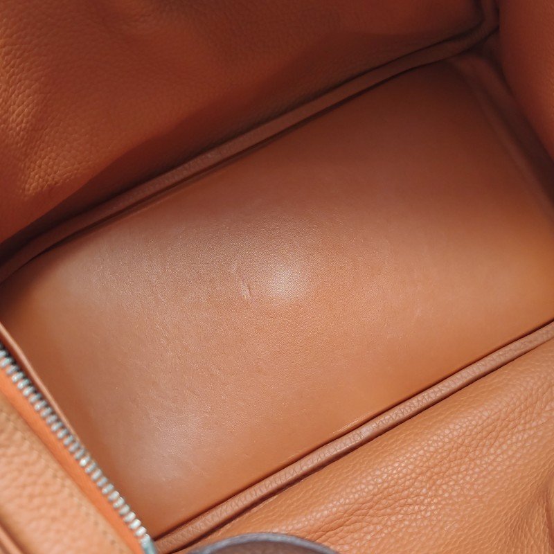 Hermes Lindy34旋扣單肩包Clemence（TC）牛皮銀扣93愛馬仕橙框R刻-10
