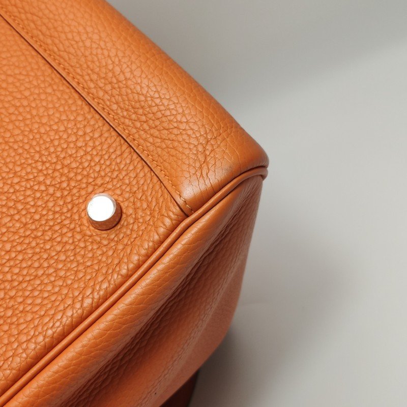 Hermes Lindy34旋扣單肩包Clemence（TC）牛皮銀扣93愛馬仕橙框R刻-18